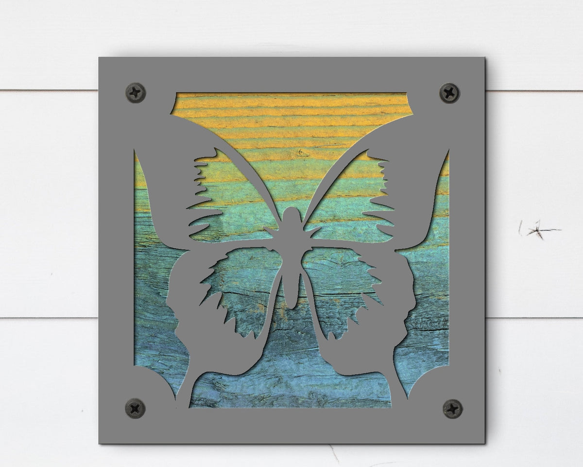 Butterfly Metal Wall Art on Reclaimed Wood, Whimsical Butterfly Decor, Gift for Her