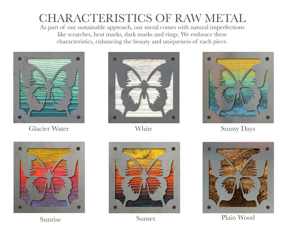 Butterfly Metal Wall Art on Reclaimed Wood, Whimsical Butterfly Decor, Gift for Her