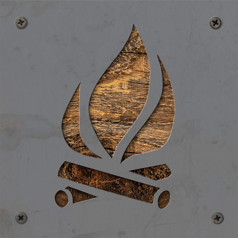 Campfire Metal Wall Art on Reclaimed Wood, Rustic Camping Sign, Cabin Decor, 5.5 Inch Square Steel Sign, Camper Gift, Housewarming Gift