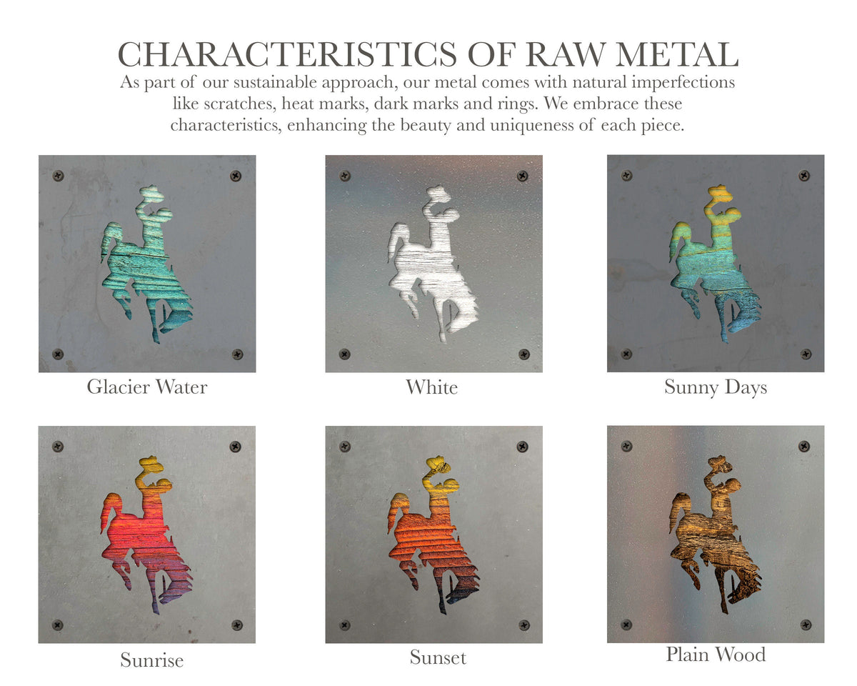 Bronc Rider Metal Wall Art on Reclaimed Wood, Western Cowboy Decor, Rodeo Gift, 5.5 Inch Square Steel Sign, Bucking Horse