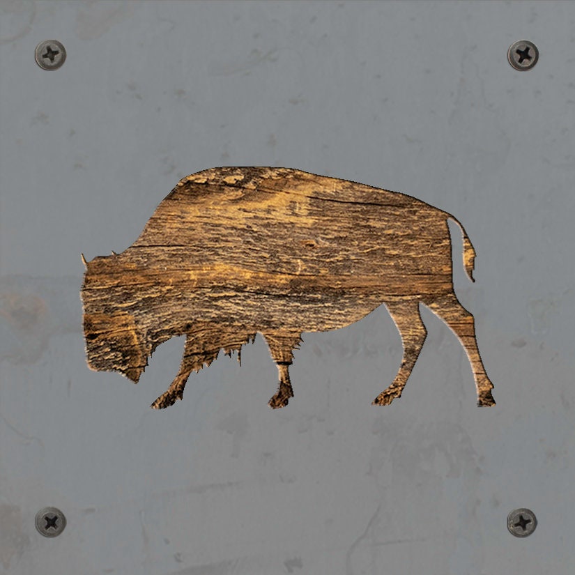 Bison Metal Wall Art on Reclaimed Wood, Buffalo Decor, Yellowstone Gift, 5.5 Inch Square Steel Sign, Western Decor, Housewarming Gift