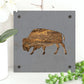 Bison Metal Wall Art on Reclaimed Wood, Buffalo Decor, Yellowstone Gift, 5.5 Inch Square Steel Sign, Western Decor, Housewarming Gift