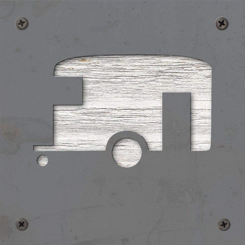 Camper Trailer Metal Wall Art on Reclaimed Wood, RV Decor, Camping Sign