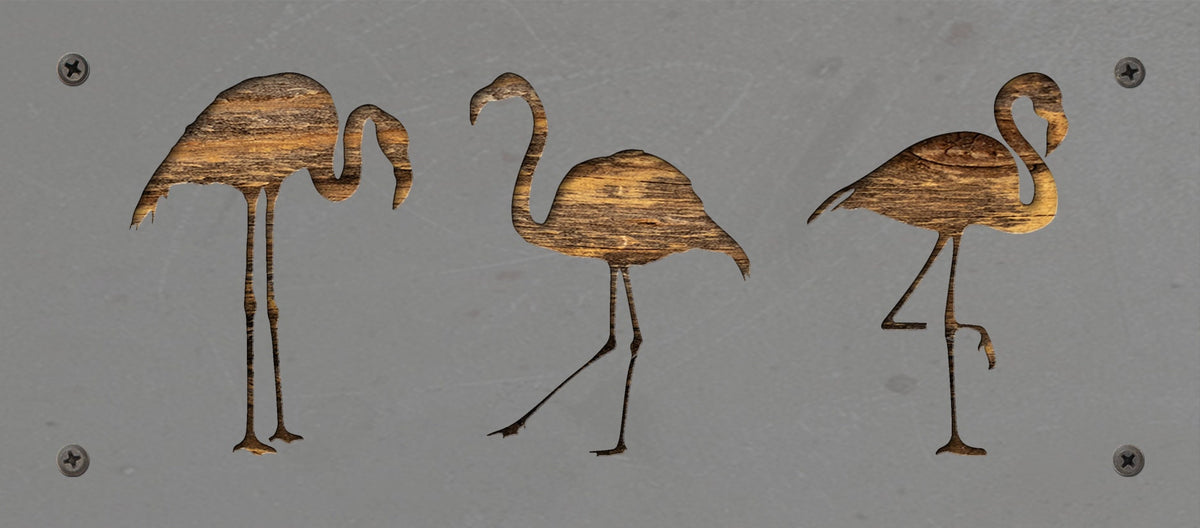 Flamingo Trio Metal Wall Art on Reclaimed Wood, 12.5 Inch Beach House Decor, Tropical Wall Art, Flamingo Lover, Coastal Gift