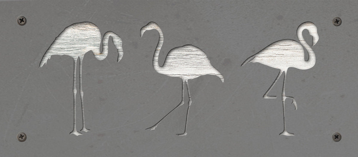Flamingo Trio Metal Wall Art on Reclaimed Wood, 12.5 Inch Beach House Decor, Tropical Wall Art, Flamingo Lover, Coastal Gift