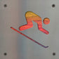 Downhill Skier Metal Wall Art on Reclaimed Wood, Ski Cabin Decor, Skier Gift, 5.5 Inch Square Steel Sign, Ski Lodge Decor