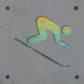 Downhill Skier Metal Wall Art on Reclaimed Wood, Ski Cabin Decor, Skier Gift, 5.5 Inch Square Steel Sign, Ski Lodge Decor