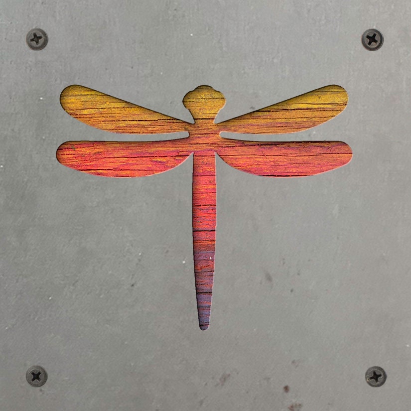 Dragonfly Metal Wall Art on Reclaimed Wood, Garden Room Decor, Nature Gift, 5.5 Inch Square Steel Sign, Dragonfly Lover, Cottagecore Decor