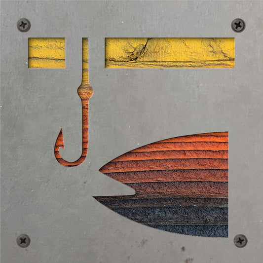 Fisherman Metal Wall Art on Reclaimed Wood, Fishing Sign, Gift for Dad, 5.5 Inch Square Steel Sign, Fishing Decor, Lake 