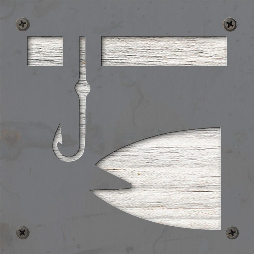 Fisherman Metal Wall Art on Reclaimed Wood, Fishing Sign, Gift for Dad, 5.5 Inch Square Steel Sign, Fishing Decor, Lake House Decor