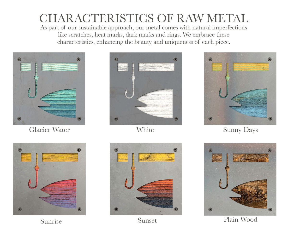 Fisherman Metal Wall Art on Reclaimed Wood, Fishing Sign, Gift for Dad, 5.5 Inch Square Steel Sign, Fishing Decor, Lake House Decor