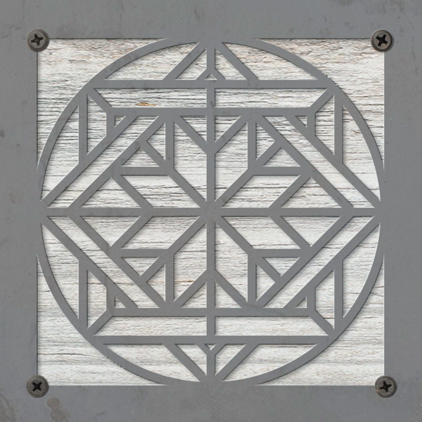Quilt Square Metal Wall Art on Reclaimed Wood, Quilters Corner Sign, Craft Room