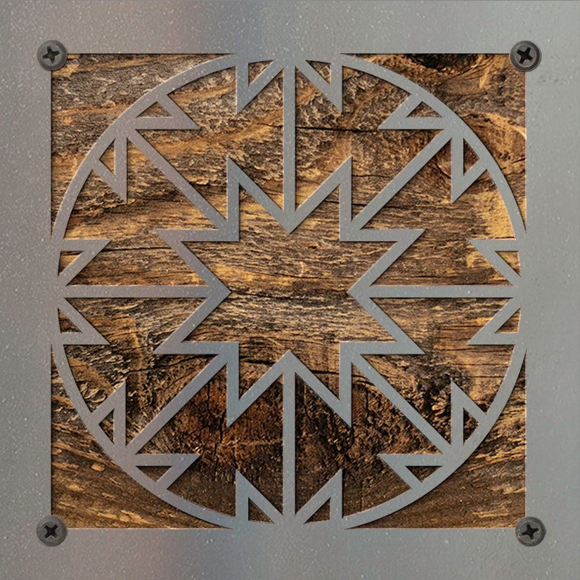 Quilt Block Metal Wall Art on Reclaimed Wood, Sewing Room Sign, Quilter Gift