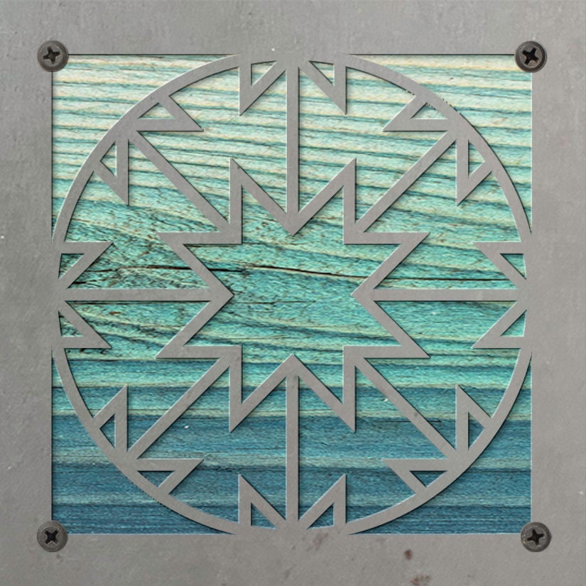 Quilt Block Metal Wall Art on Reclaimed Wood, Sewing Room Sign, Quilter Gift