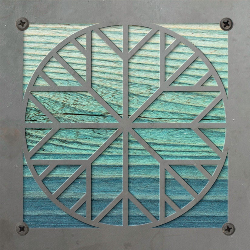 Geometric Quilt Block Metal Wall Art on Reclaimed Wood, Quilter Gift
