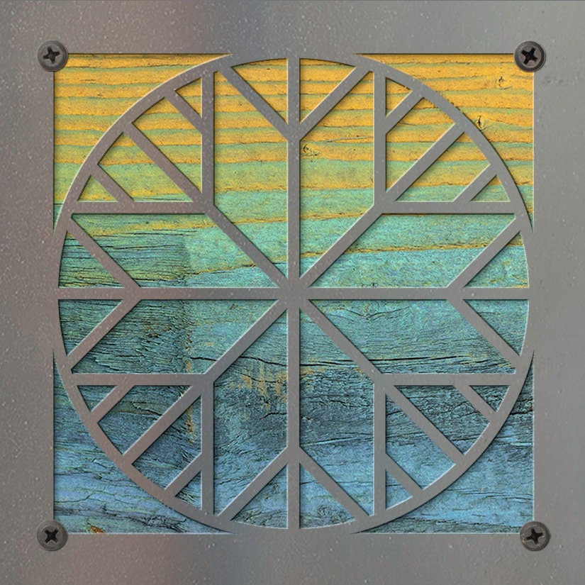 Geometric Quilt Block Metal Wall Art on Reclaimed Wood, Quilter Gift