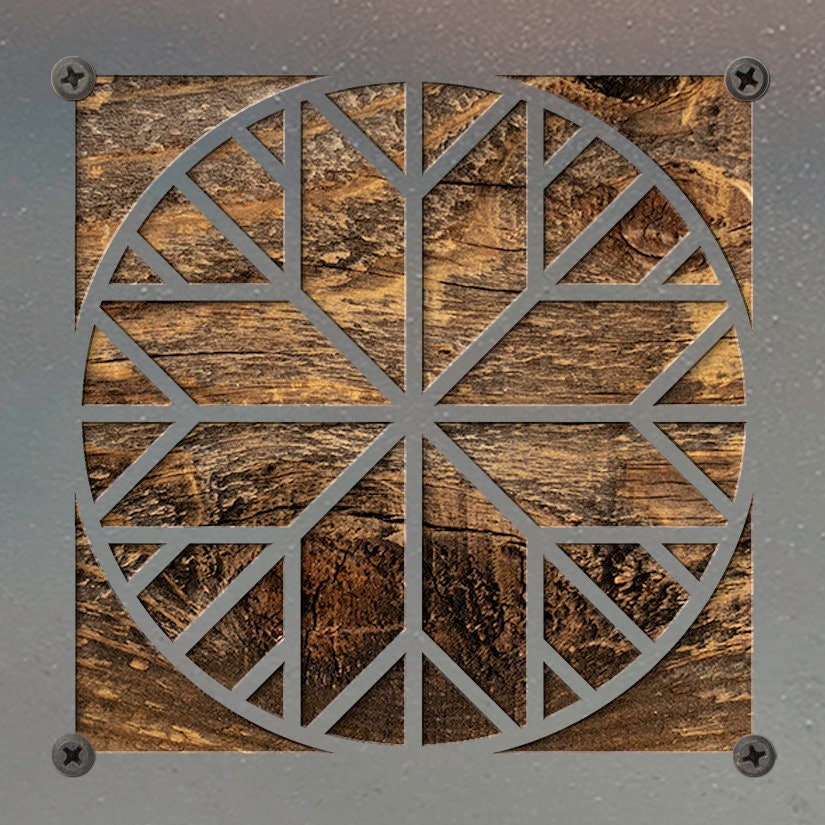 Geometric Quilt Block Metal Wall Art on Reclaimed Wood, Quilter Gift
