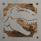T-Rex Metal Wall Art on Reclaimed Wood, Dinosaur Playroom Decor, Kids Gift, 5.5 Inch Square Steel Sign, Dino Lover Gift, Housewarming Gift