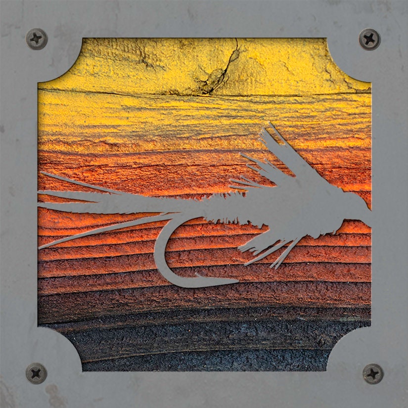 Elk Hair Caddis Fly Metal Wall Art on Reclaimed Wood, Fly Tying Gift