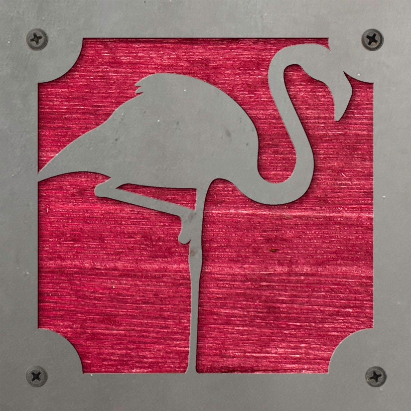 Flamingo Metal Wall Art on Reclaimed Wood, Tropical Coastal Decor, Flamingo Gift