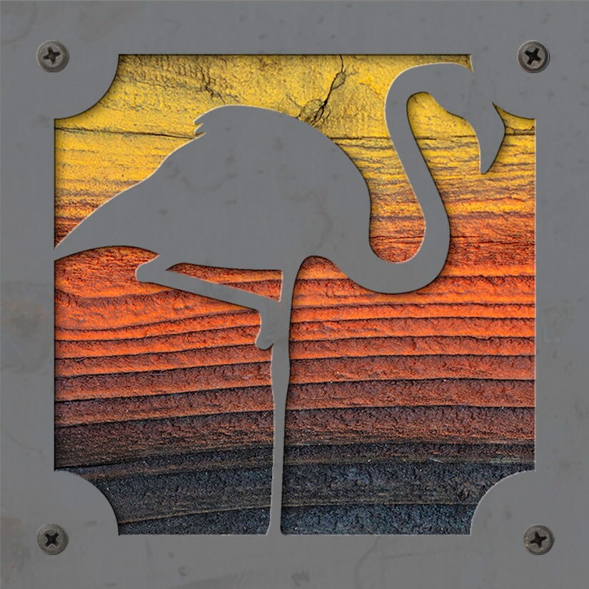 Flamingo Metal Wall Art on Reclaimed Wood, Tropical Coastal Decor, Flamingo Gift