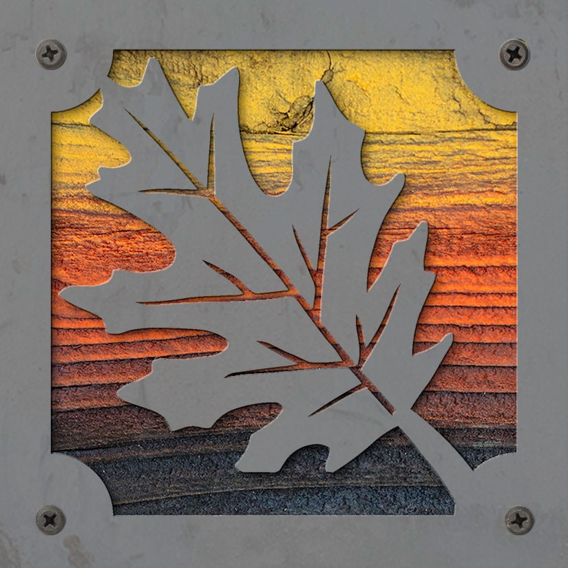 Oak Leaf Metal Wall Art on Reclaimed Wood, Modern Farmhouse Decor, Fall Sign