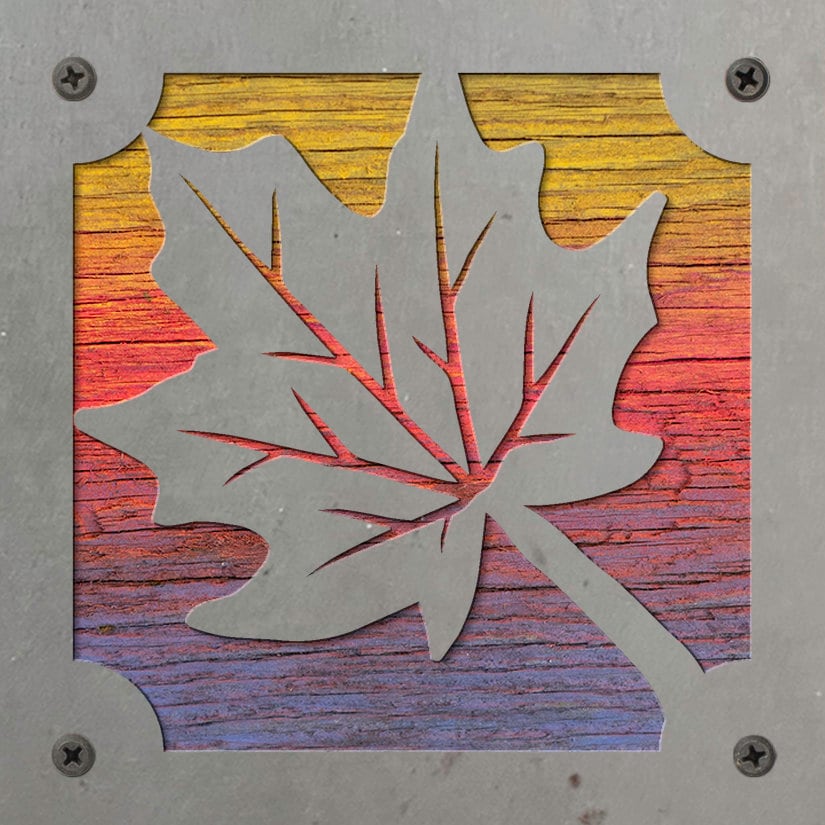 Maple Leaf Rustic Metal Sign on Reclaimed Wood, Fall Cabin Decor