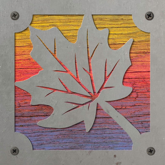 Maple Leaf Rustic Metal Sign on Reclaimed Wood, Fall Cabin Decor