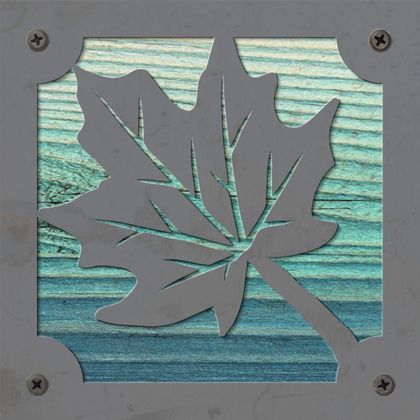 Maple Leaf Rustic Metal Sign on Reclaimed Wood, Fall Cabin Decor