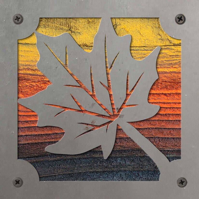 Maple Leaf Rustic Metal Sign on Reclaimed Wood, Fall Cabin Decor