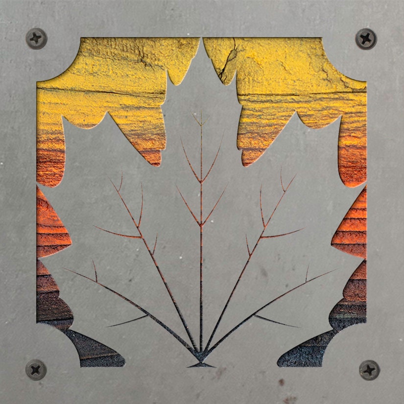 Maple Leaf Metal Wall Art on Reclaimed Wood, Autumn Decor, Fall Sign