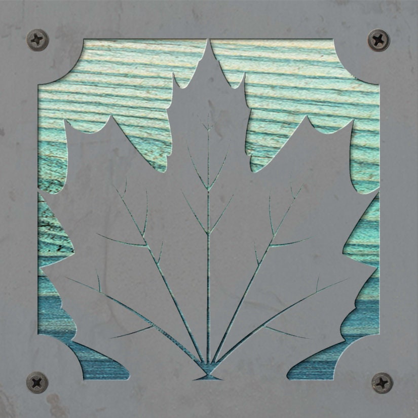 Maple Leaf Metal Wall Art on Reclaimed Wood, Autumn Decor, Fall Sign