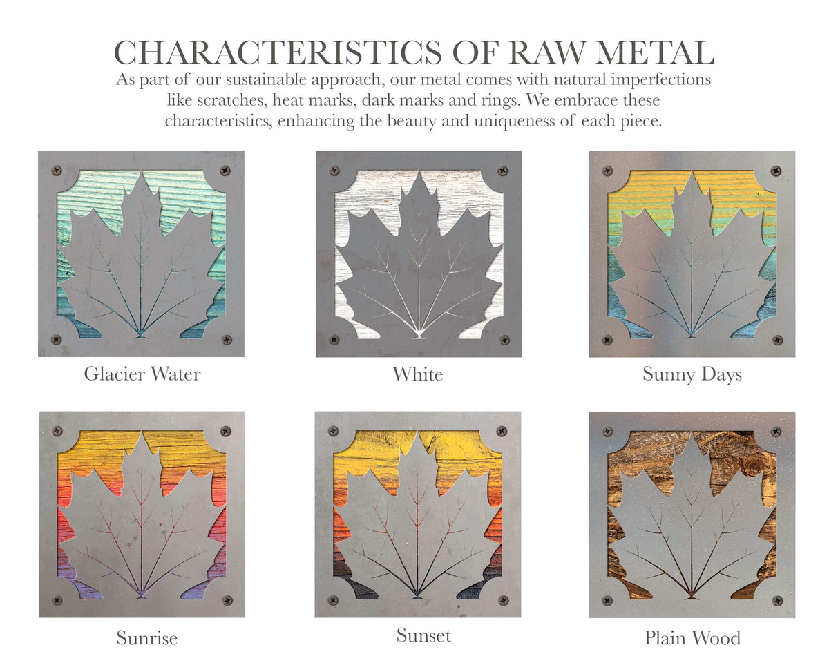 Maple Leaf Metal Wall Art on Reclaimed Wood, Autumn Decor, Fall Sign