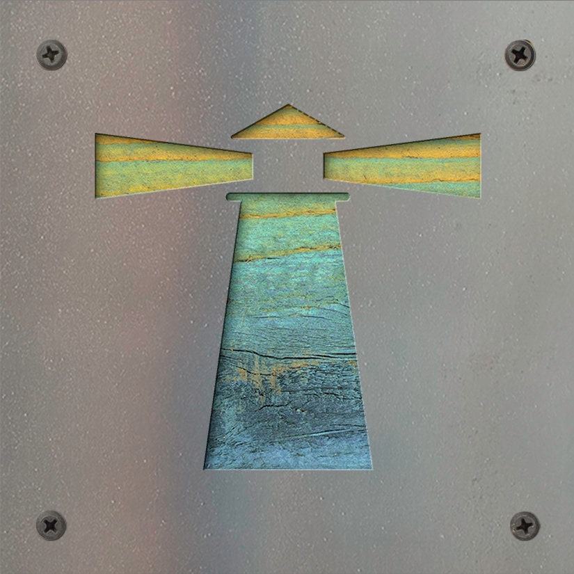 Lighthouse Metal Wall Art on Reclaimed Wood, Coastal Decor, Nautical Gift, 5.5 Inch Square Steel Sign, Beach House Sign, Housewarming Gift