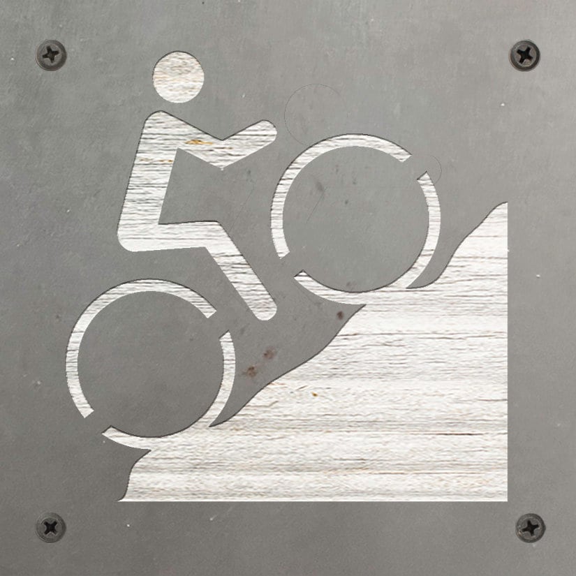 Mountain Bike Metal Wall Art on Reclaimed Wood, Cyclist Gift, Garage Sign