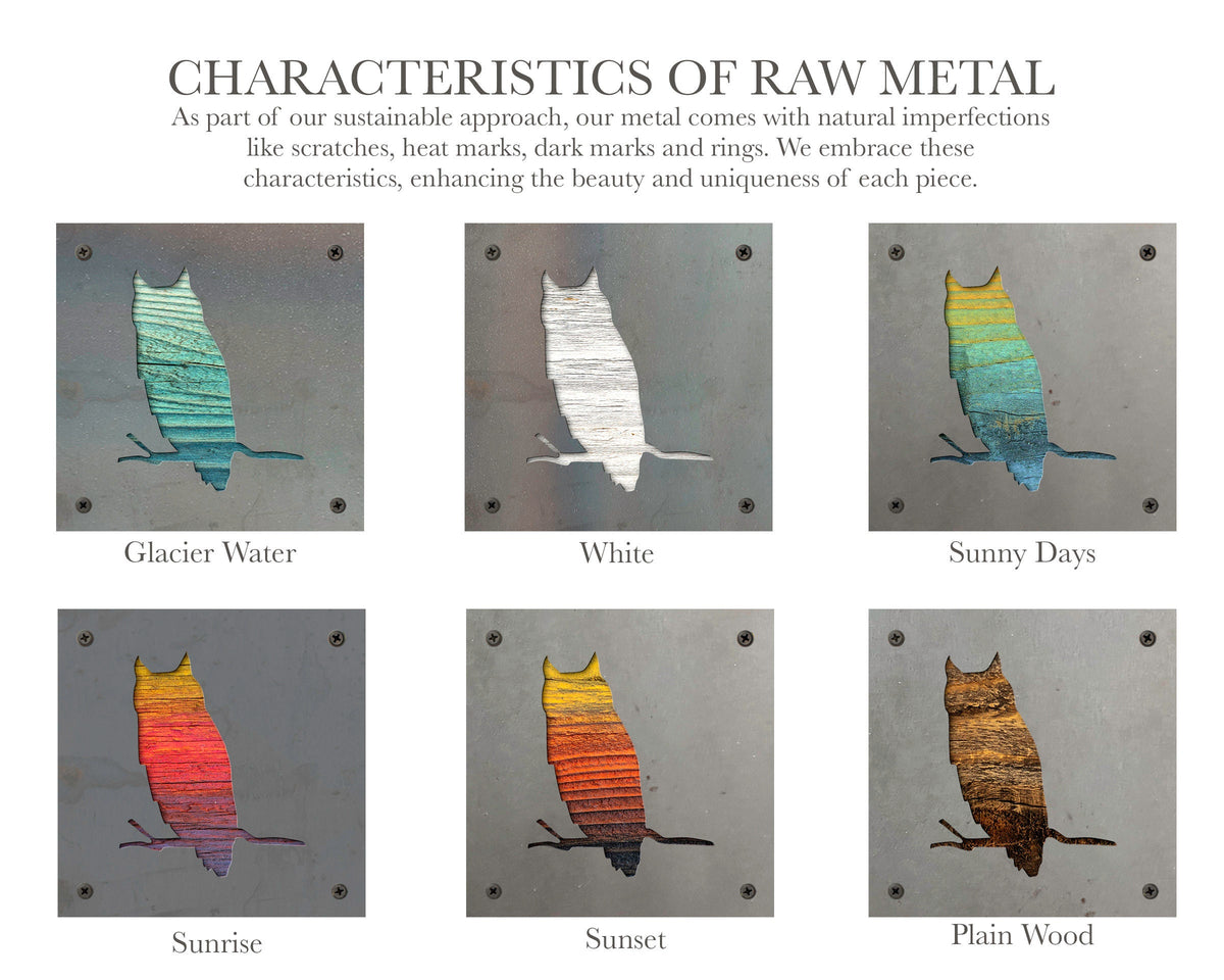 Owl Metal Wall Art on Reclaimed Wood, Woodland Nursery Decor, Owl Gift, 5.5 Inch Square Steel Sign, Owl Lover Gift, Housewarming Gift