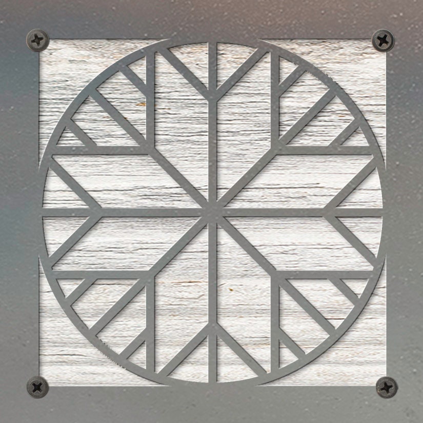 Geometric Quilt Block Metal Wall Art on Reclaimed Wood, Quilter Gift
