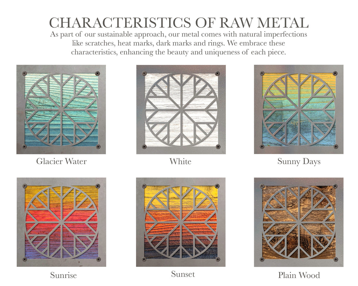 Geometric Quilt Block Metal Wall Art on Reclaimed Wood, Quilter Gift