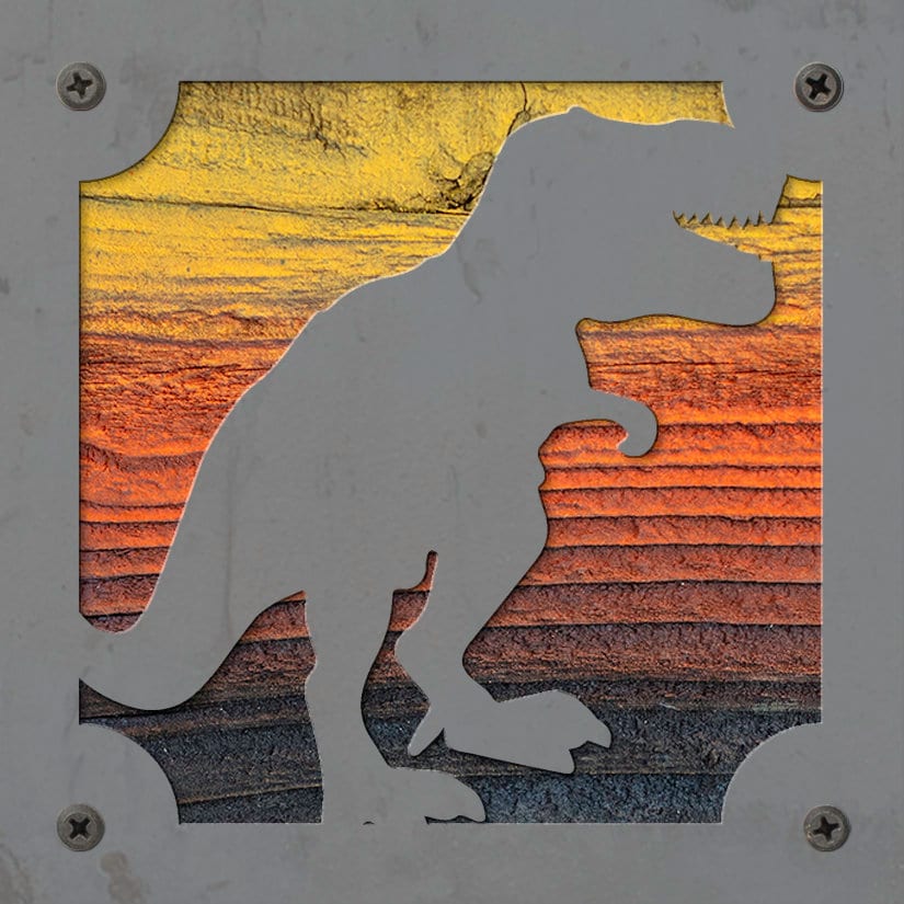 T-Rex Dinosaur Metal Wall Art on Reclaimed Wood, Boys Room Decor, Dino Gift