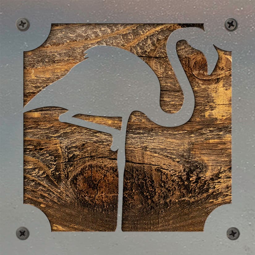 Flamingo Metal Wall Art on Reclaimed Wood, Tropical Coastal Decor, Flamingo Gift