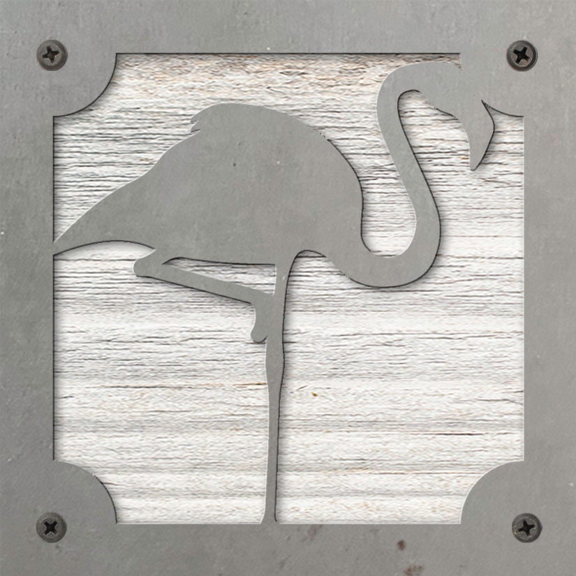 Flamingo Metal Wall Art on Reclaimed Wood, Tropical Coastal Decor, Flamingo Gift