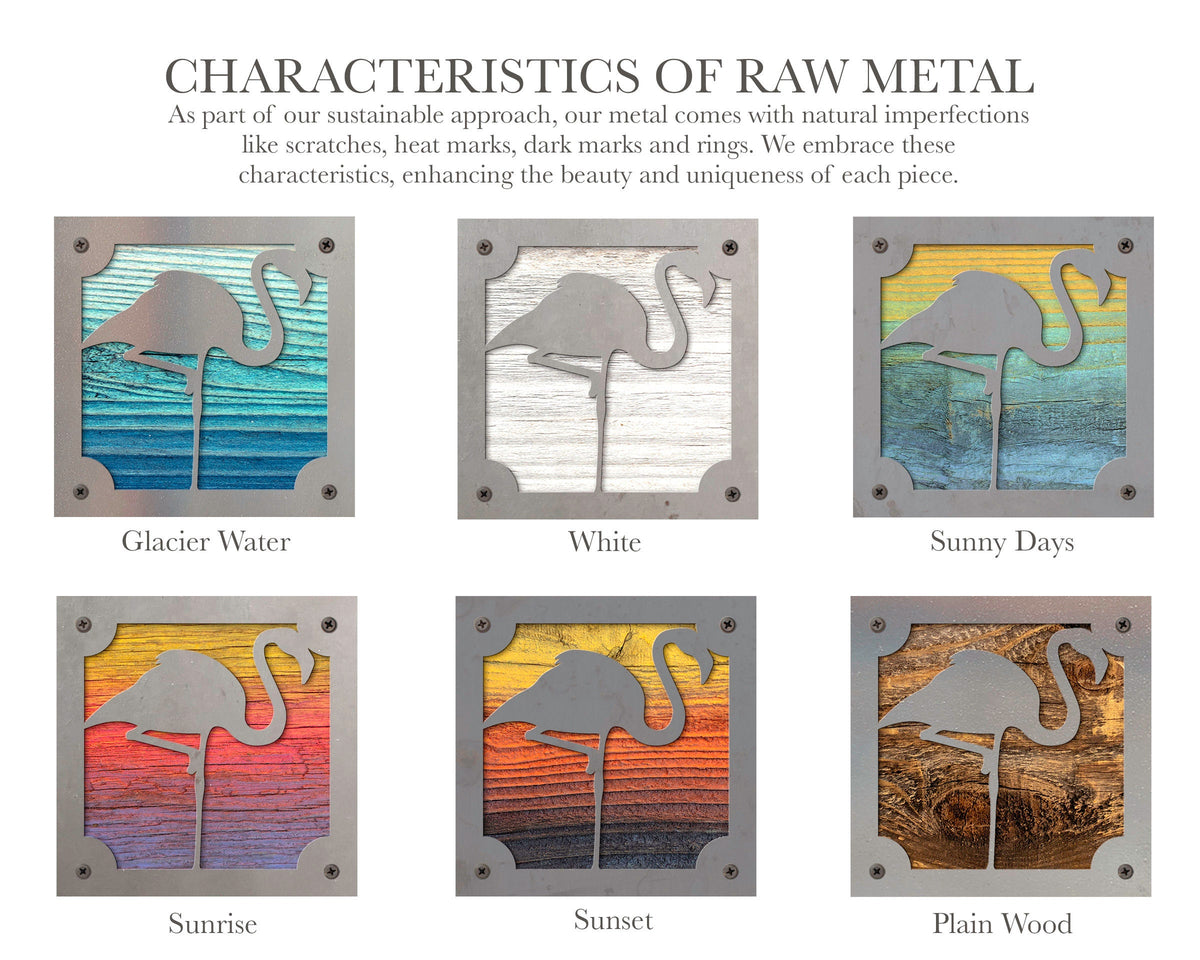Flamingo Metal Wall Art on Reclaimed Wood, Tropical Coastal Decor, Flamingo Gift