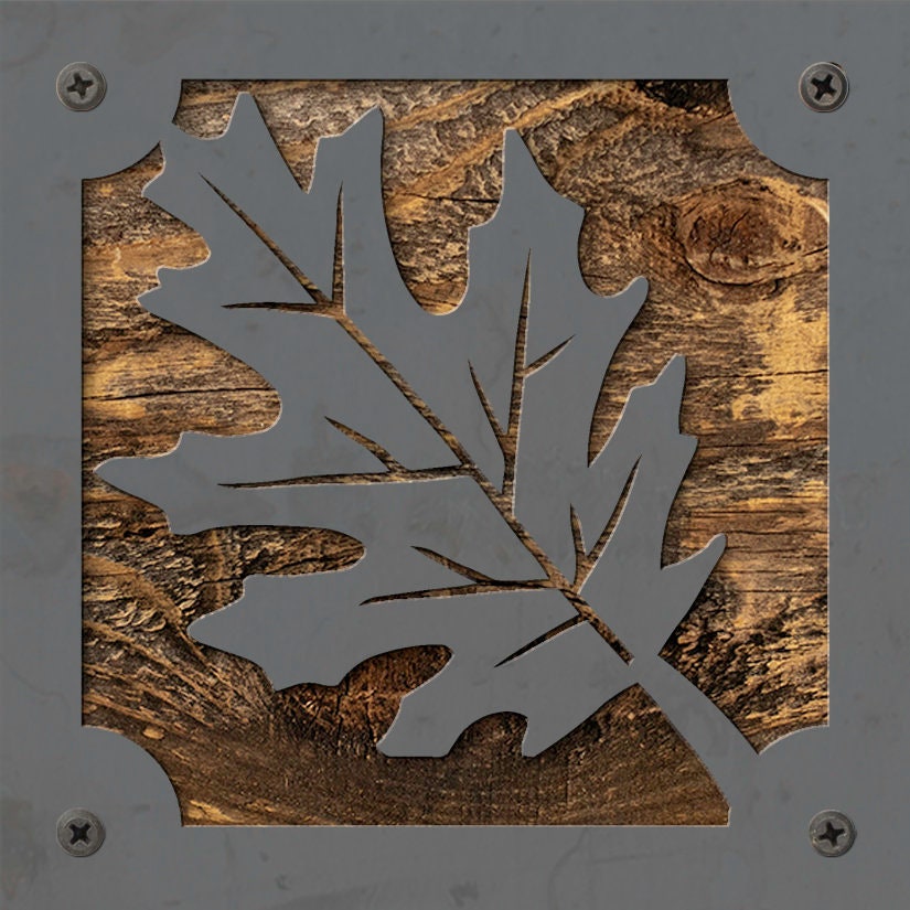 Oak Leaf Metal Wall Art on Reclaimed Wood, Modern Farmhouse Decor, Fall Sign