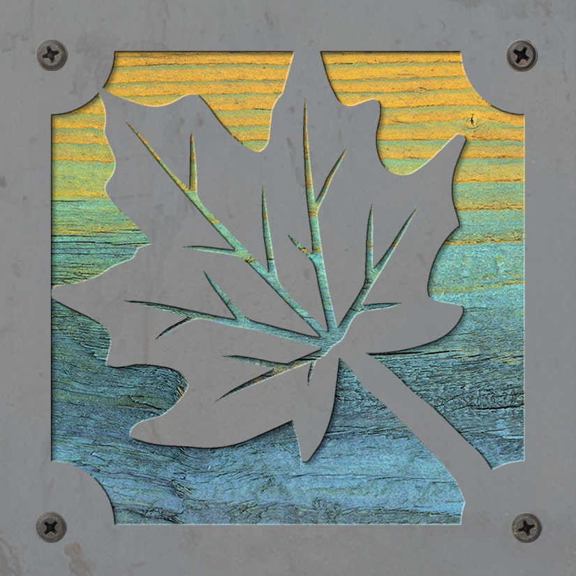 Maple Leaf Rustic Metal Sign on Reclaimed Wood, Fall Cabin Decor