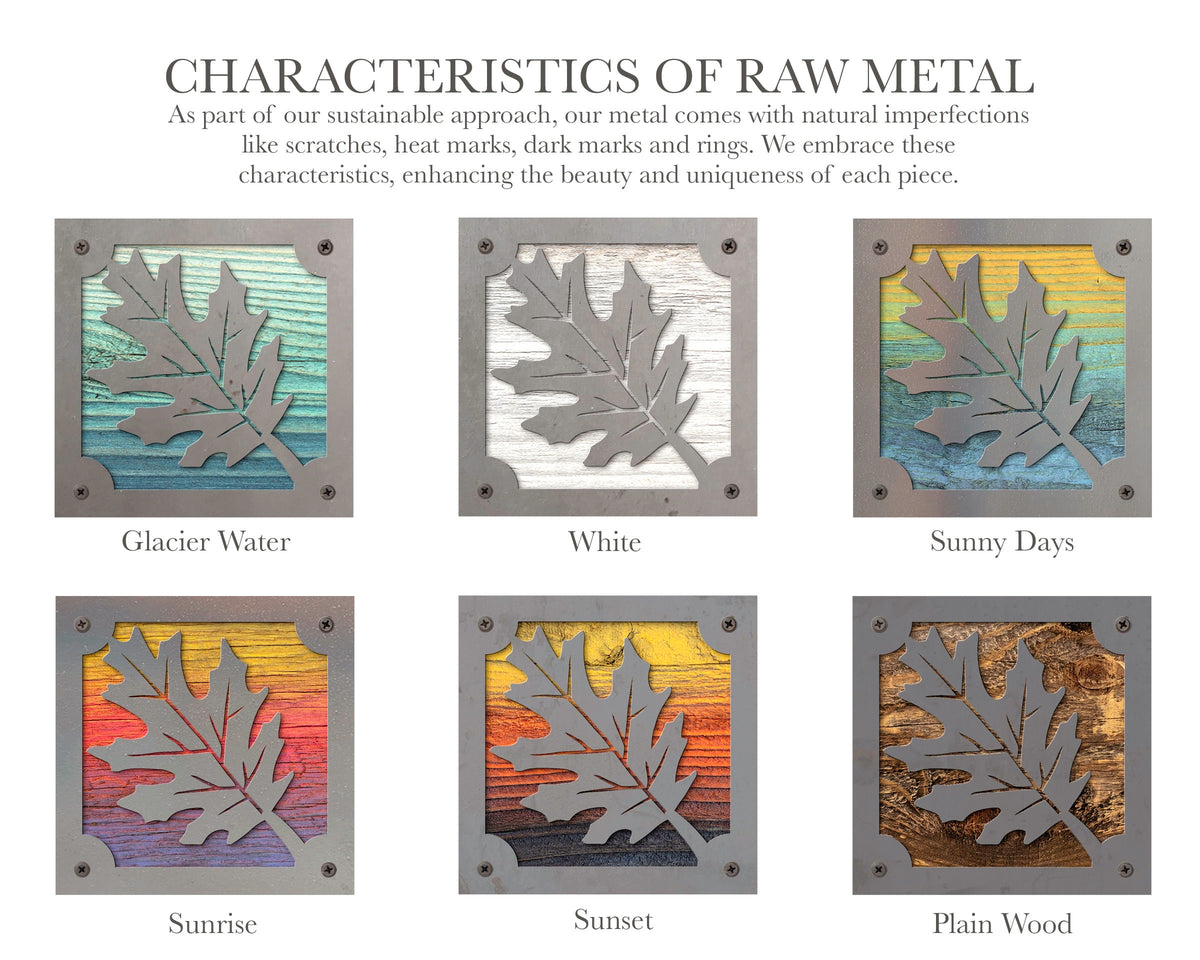 Oak Leaf Metal Wall Art on Reclaimed Wood, Modern Farmhouse Decor, Fall Sign