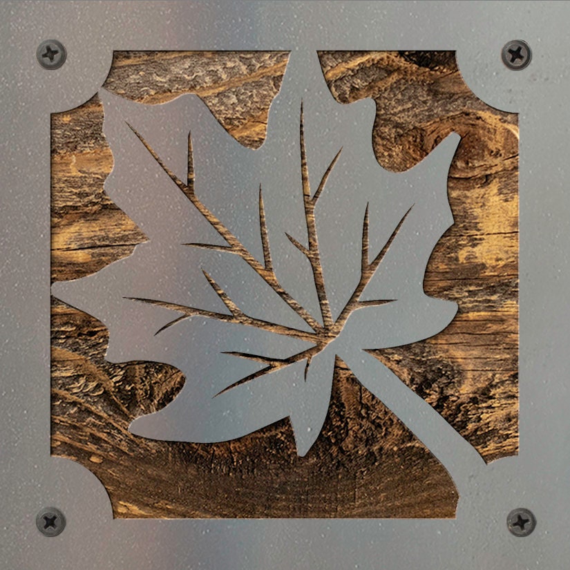 Maple Leaf Rustic Metal Sign on Reclaimed Wood, Fall Cabin Decor