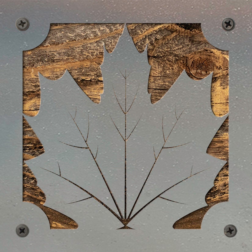 Maple Leaf Metal Wall Art on Reclaimed Wood, Autumn Decor, Fall Sign