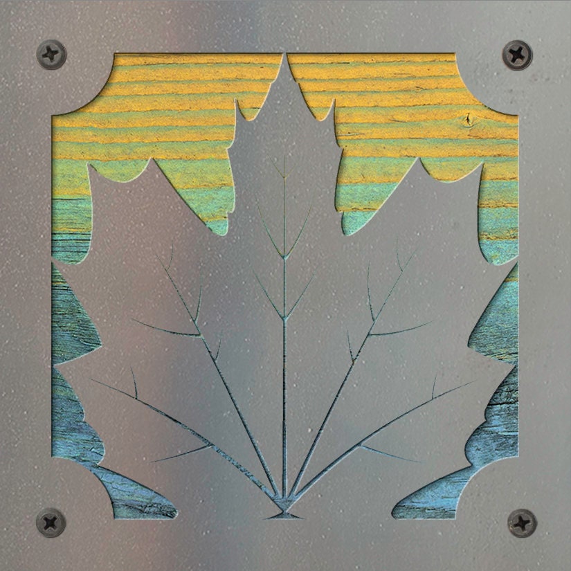 Maple Leaf Metal Wall Art on Reclaimed Wood, Autumn Decor, Fall Sign