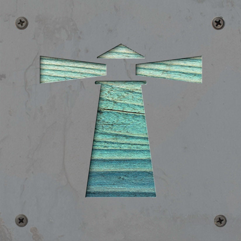 Lighthouse Metal Wall Art on Reclaimed Wood, Coastal Decor, Nautical Gift, 5.5 Inch Square Steel Sign, Beach House Sign, Housewarming Gift