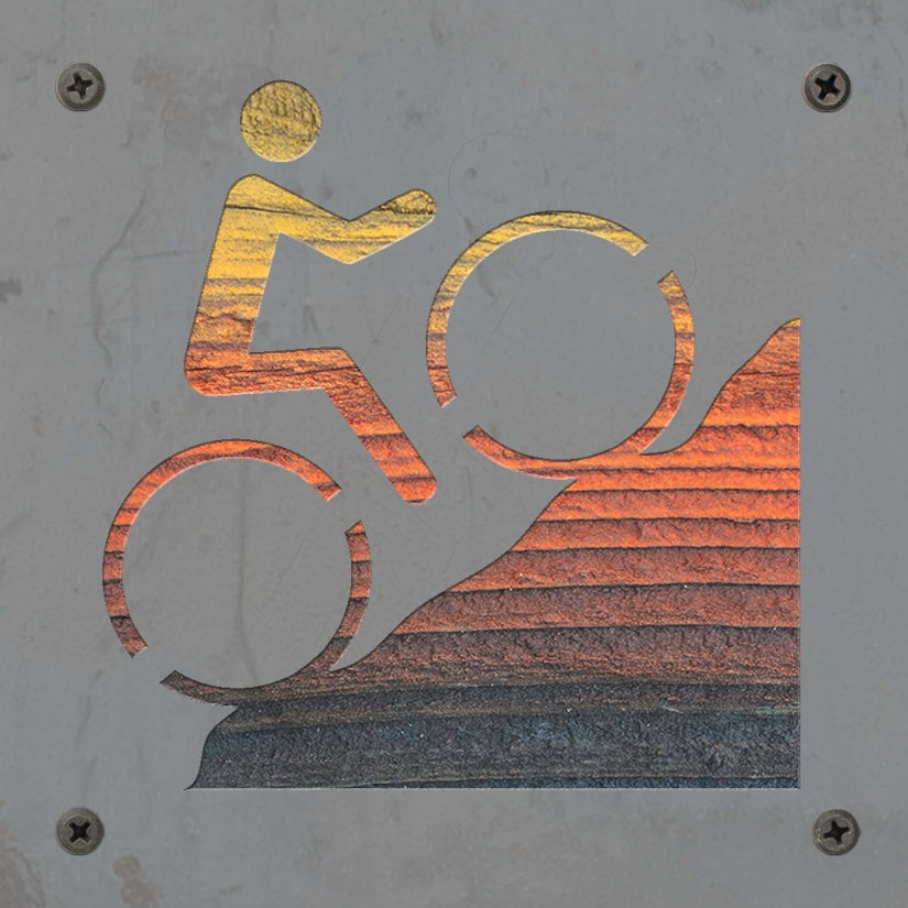 Mountain Bike Metal Wall Art on Reclaimed Wood, Cyclist Gift, Garage Sign